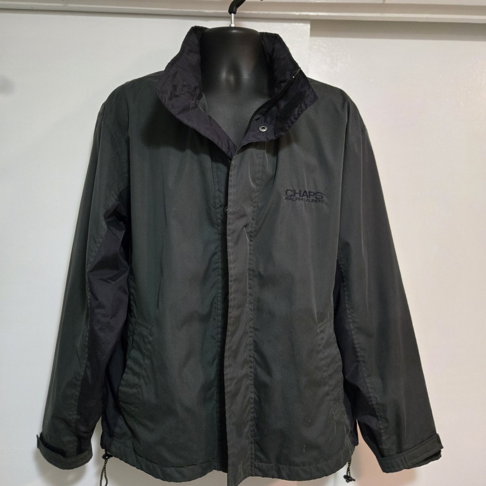 90s‎ RALPH LAUREN CHAPS Size L Deep Green Stowaway Hood Zip Lined Jacket